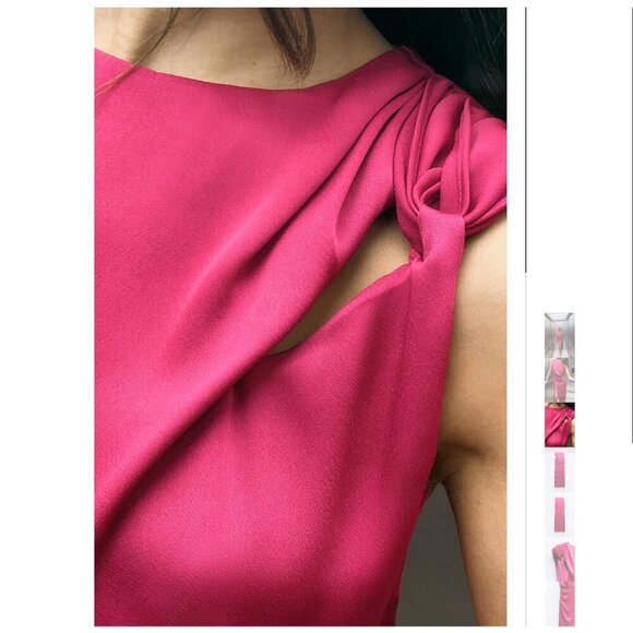 ZARA KNOTTED SHOULDER SATIN EFFECT DRESS Size S NEW WITH TAG! - Picture 4 of 9